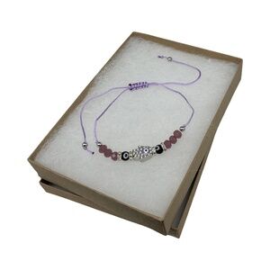 Evil Eye Hand of Fatima Beautiful Violet/Purple Stringed Protection Bracelet